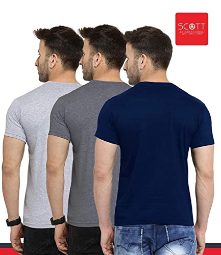 Scott International Men's Regular Fit T-Shirt - Cotton Blend, Half Sleeve, Round Neck, Stylish, Solid Plain T-Shirts for Men, Mens t Shirt - Pack of 3 - Image 3