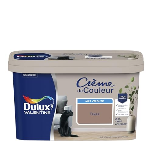 Dulux Valentine Crème de Couleur - Peinture multi-supports intérieure - Mat Taupe 2,5 L