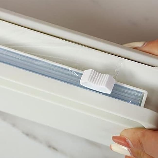 Cling Film Dispenser,Cling Film Cutter Dispenser, With Cutter,Aluminum Foil Dispenser With Cutter- Magnetic Plastic Wrap Dispenser,for AluminumFoil/WaxPaper/Parchment