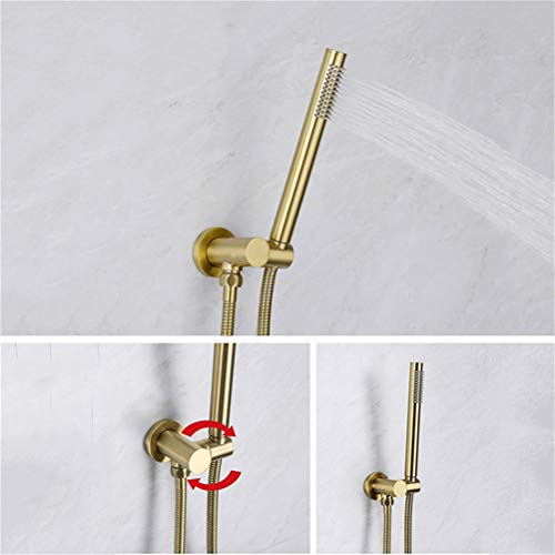 Ensemble robinet laiton doré brossé anticalcaire avec pomme de douche grand format