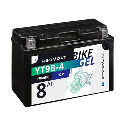 HeyVolt GEL Motorradbatterie 12V 8Ah YT9B-BS YT9B-4 50815 GEL12-9B-4 GT9-B4