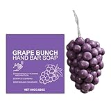 Jabón de racimo de uva, con forma de fruta, 5,8 x 8,1 cm, jabón de manos novedoso, barra de baño decorativa, diseño de uva realista, para uso en el baño, ducha, limpieza de manos