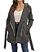 Bellivera Women Wool Blend Jacket Hooded Casual Trench Belted Coat 07CLA Darkgray M