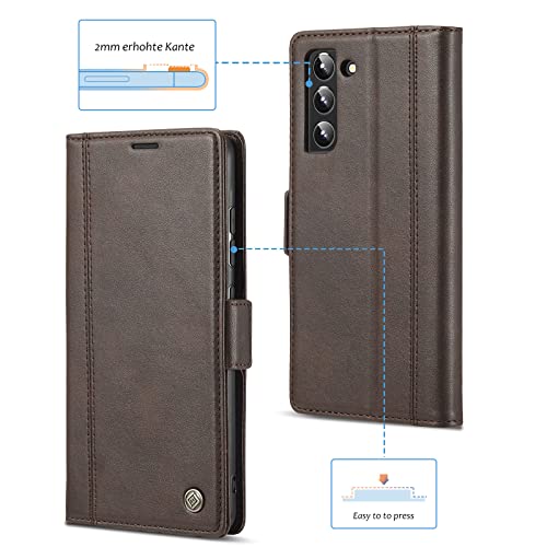 Capa para Samsung Galaxy S22/S22+/S22 Ultra, couro PU premium flip fólio proteção à prova de choque