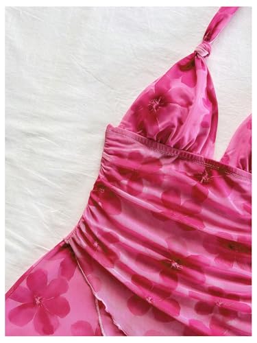 Image of SOLY HUX Women's Y2K Dress Summer Tie Dye Print Sexy Mini Dress Retro Backless Halter Dress Club Dresses