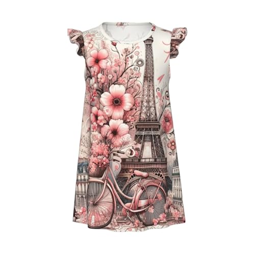 Augenstern Flutter Sleeve Nightgown Pajama Gown Paris-Eiffel-Tower-Buttefly Easy Pull-On Sleepwear Nightdress