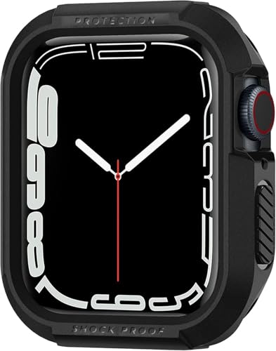 Image of Getsable Tough Armour Cover Case Compatible with Apple Watch Series 9|8|7 (45mm) | Series SE2|6|SE|5|4 (44mm), iwatch 45mm Bumper case - Black