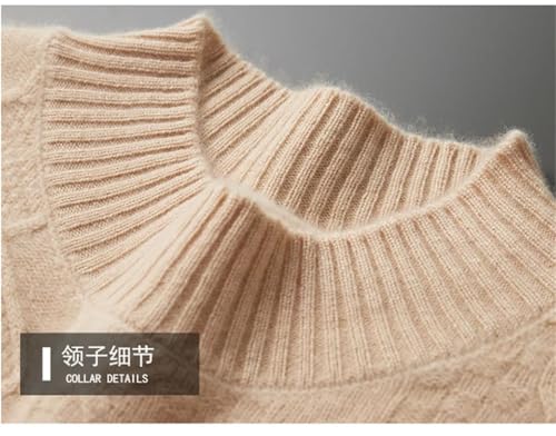 Men's Pullover Sweater Mock Neck Casual Solid Thickening Diamond Pattern Pullover Tops3