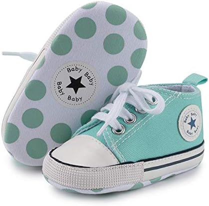 Tutoo Unisex Baby Boys Girls Star High Top Sneaker Soft Anti-Slip Sole Newborn Infant First Walkers Canvas Denim Shoes