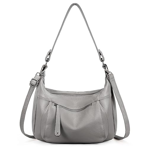 YALUXE Genuine Cowhide Leather Shoulder Bag Convertible Handbag Purse for Women