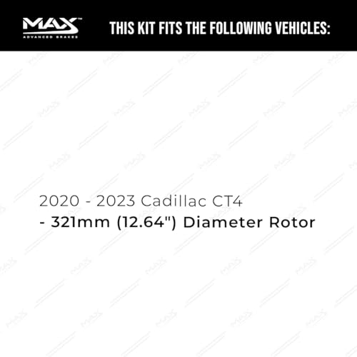 Image of Max Advanced Brakes Front Brake Kit Compatible With 2020 2021 2022 2023 Cadillac CT4 w /12.64 inch Diameter Rotor Replacement Geomet Coated OE Disc Brake Rotors and Ceramic Brake Pads