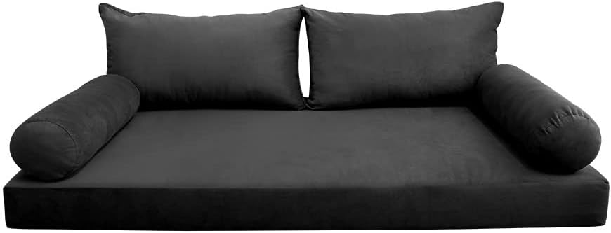 Prolinemax Style V2 Full Size Velvet Knife Edge Indoor Daybed Bolster Pillow Cushion Mattress Fitted Sheet |Cover ONLY| AD350