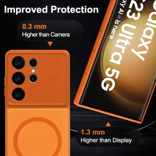 Image of SHINESTAR Luxury Matte Glass Magnetic Phone Case for Samsung Galaxy S23 Ultra 5G| Wireless Charging Support | Camera Lens Protection | Shockproof Slim Protective Back Cover | Orange