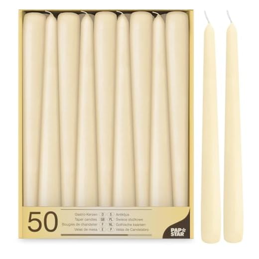 Papstar 50 Chandelles - Ø 2,2 cm x 25cm - Champagne, Autonomie: 7 Heures