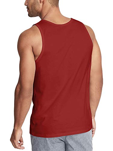 Hat And Beyond Mens Tank Top Soft Performance Boxing Gym Shirts Plain Muscle Tee (X-Large, 1Hcc02_Red) #TOP1