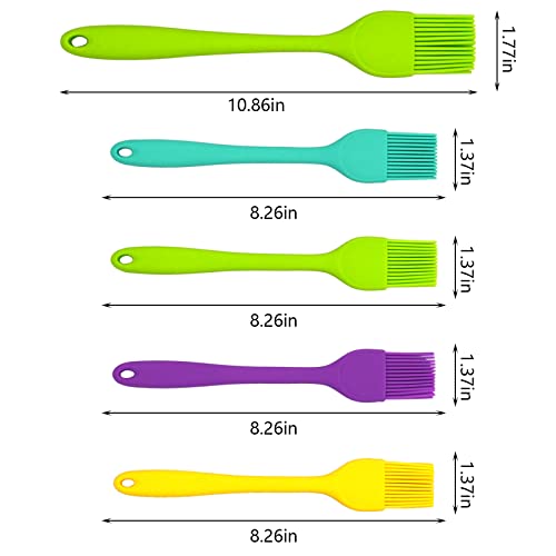 Silicone Basting Brushes For Cooking 5 Pieces,Heat Resistant Pastry Brushes Spread Oil Butter Sauce Marinades For Bbq Grill Barbecue Baking Kitchen Cooking Bpa Free Dishwasher Safe (5 Pieces Colorful) #TOP5