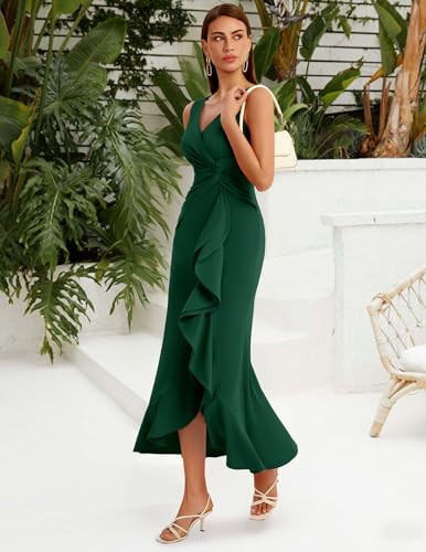 Image of BeryLove Formal Wedding Guest Evening Midi Ruffle Dresses Prom Cocktail Party Mother of The Bride Dress