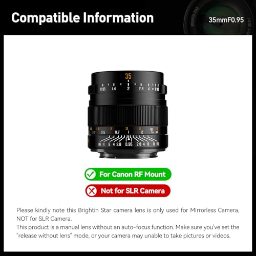 Image of brightin star 35mm F0.95 APS-C Large Aperture Manual Focus Mirrorless Camera Lens, Fit for Canon RF-Mount EOS-RP, EOS-R, EOS-R5, EOS R7, EOS-R6, EOS-R3, EOS-R10,Black