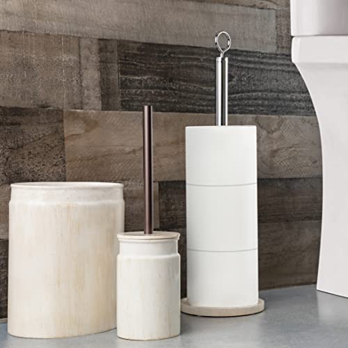 Image of Creative Scents Rustic Luxe Small Bathroom Trash Can 1.53 Gal / 5.8L - Oval Bathroom Garbage Can Bin for Modern Farmhouse Decor - Small Waste Basket for Bathroom and Bedroom