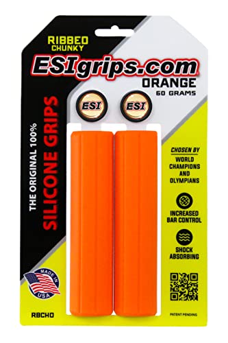 ESI Grips Puños de Bicicleta de Silicona para Manillar de 22 mm, Resistentes a UV, Agarre Antideslizante, 34 mm de Ancho, Negro y Gris
