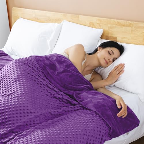 Image of yescool Weighted Blanket (15 lbs, 48 inch x 72 inch, Violet) Heavy Blanket for Sleeping Perfect for 140-160 lbs, Breathable Blanket with Premium Glass Bead, Machine Washable