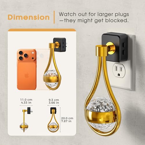 Image of Briignite RGB Night Lights Plug into Wall, Color Changing Nightlight with Dusk to Dawn Sensor, 330 Rotating Night Light with Waterdrop Design, Ideal for Bedroom, Hallway, Living Room, Home Decor