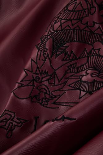 Image of SNITCH Men Streetwear Jacket| Regular Fit Full Sleeve Notch Lapel & Abstract Embroidered Back Design | Durable & Lightweight Polyester Fabric For Casual Urban Outings