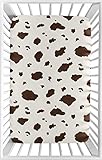 Sweet Jojo Designs Cow Print Girl Boy Gender Neutral Fitted Mini Crib Sheet Baby Nursery Infant Newborn Bed Room Portable Pack n Play Mattress Brown Vintage Animal Print for Western Cowgirl Southwest