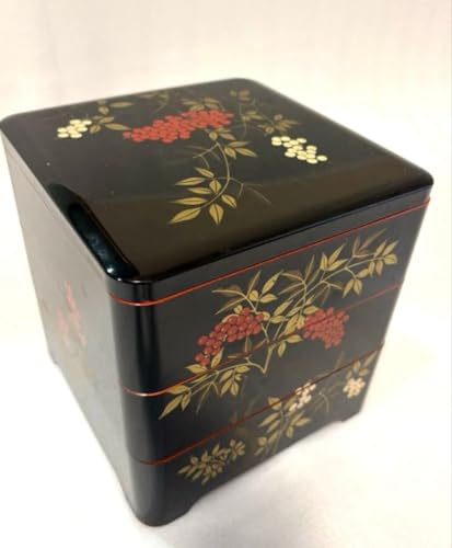 【お正月】会津塗り　天然木漆器重箱　南天柄 楽天市場】厄払い南天重箱木製 6.5 二段重 南天[会津漆器]【オリジナル