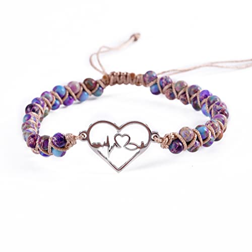 Image of YGLINE Stone Bead Yoga Meditation Bracelet Healing Crystal Double Layer Natural Gemstone Beaded Relax Anxiety Bracelets for Women Men