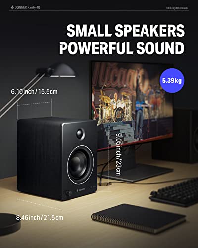 Donner Studio Audio Monitor, Wireless Active Bookshelf Speakers With Aptx-Hd Bluetooth 5.0, Stereo Speakers With Equalizer Editor, Trs/Rca/Aux/Usb-C Input, 24Bit Dac, Rarity-40 #TOP4
