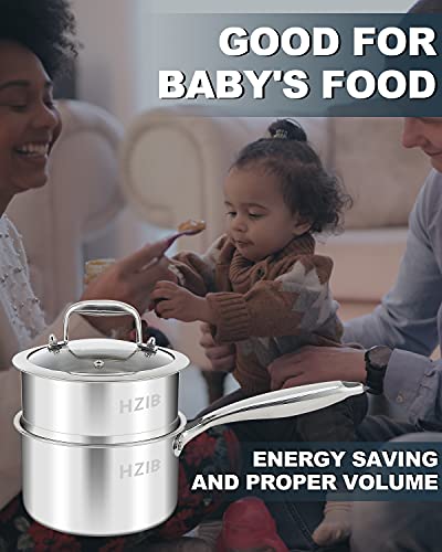 Hzib 1.5 Quart Stainless Steel Pot, Sauce Pan, Cooking Pots, Saucepans With Lid, Small Saucepan,Streamer Small Pot, Saucepans With Steamer Basket #TOP6