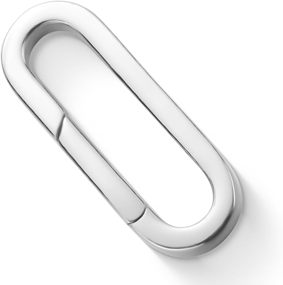 Beebeecraft Spring Oval Ring 925 Sterling Silver Spring Gate Ring Trigger Snap Clip Hook Buckle Carabiner Lock Clasps Connector with Polishing Cloth for Jewelry Making Bracelet Necklace Crafts