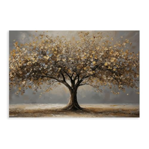Poster Arbre de la Vie Doré Tunka toile murale moderne sans cadre 40x60 cm