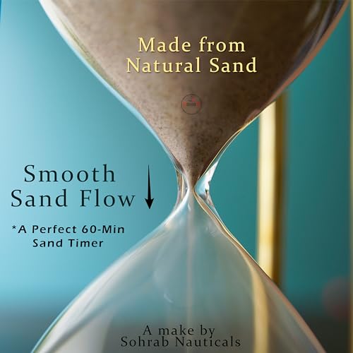 Image of 60 Minute Wooden Sand Timer Natural Sand Color 10.5x10.5x20.5cm Hourglass for Tea Making Home Kitchen Office Table Gifts for All and Kids (Pack of 1)