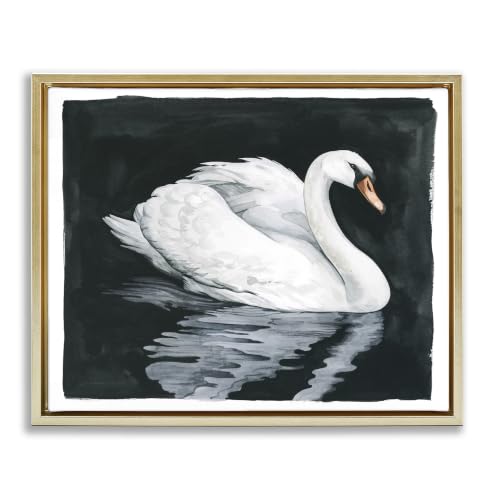 'Elegant Swan Reflection Portrait'| Floating Frame Canvas Art