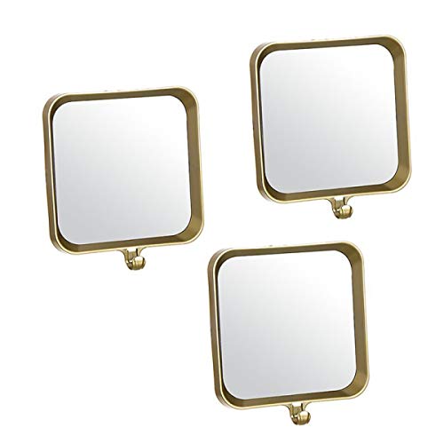Eideo Home - Espejo de pared cuadrado con gancho para colgar ropa (plástico y cristal, 22 cm), color dorado Cover