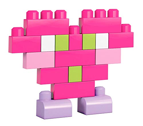 Mega Bloks Juego de construcciones 80 Piezas con Bolsa ecológica Rosa, Juguete bebé +1 año (Mattel DCH62)