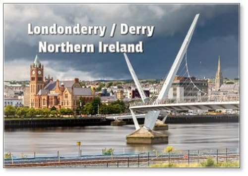 Image of The Peace Bridge and Guild Hall in Londonderry/Derry in Northern Ireland, Design 1, Fridge Magnet