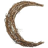 Natural Grapevine Wreath, Moon Shape Rattan Ring - Vine Branch Garland for DIY Crafts Flower Arrangement Wedding Holiday Decor Party Supplies