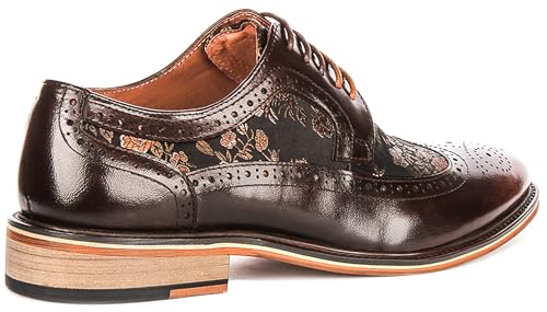 Ross Men's Lace Up Floral Brogue Shoe Shoes (Dark Brown, US 8)3