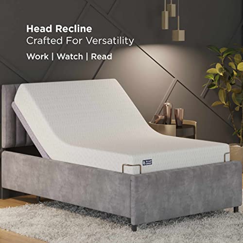 The Sleep Company Elev8 Smart Recliner Bed | Bed Base with Italia Grey Frame | Premium Smart Adjustable Bed | in-Built Massage Mode & Zero Gravity Sleep Mode | Single Size, Metal, Carbon Steel