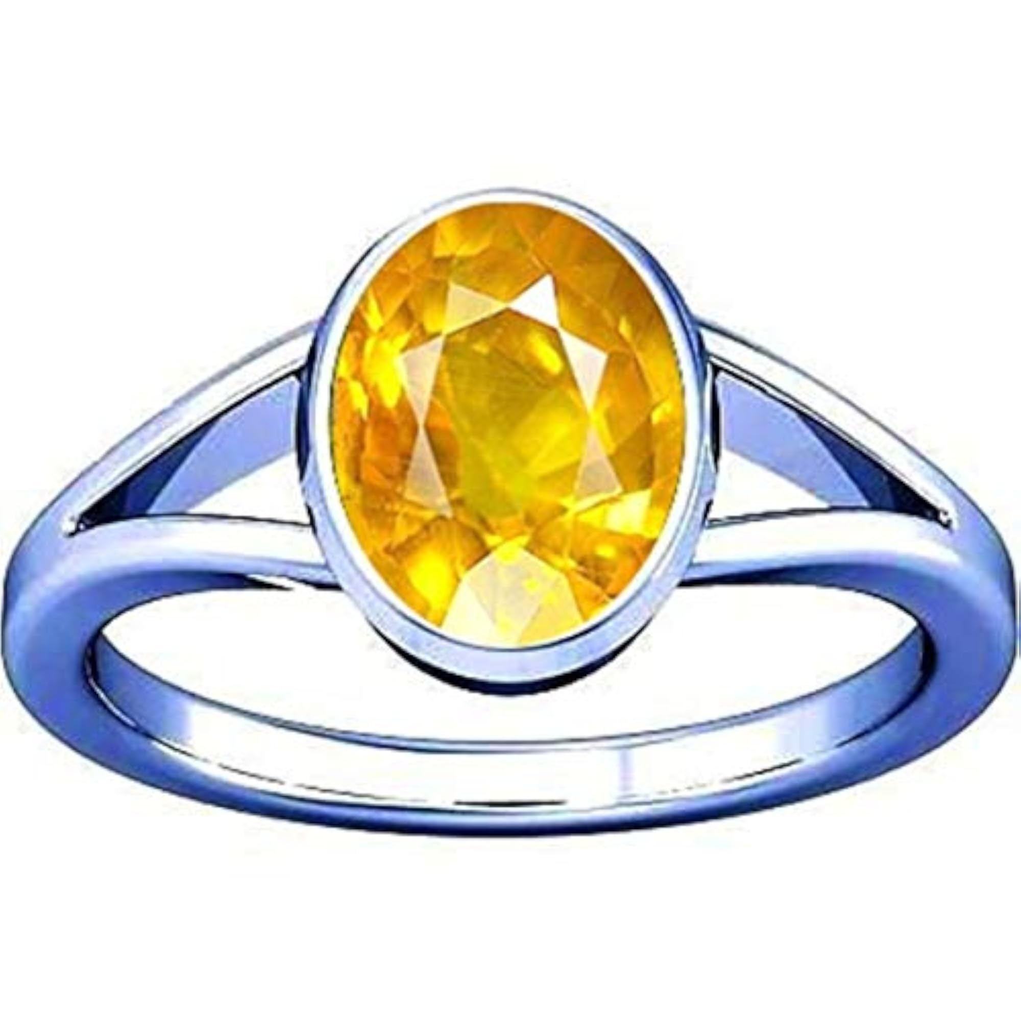 3.25-3.50 Ratti Yellow Sapphire Silver Ring, AAA Quality