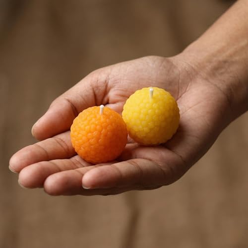 Image of Motichoor Ladoo Scented Candles with Sandalwood Fragrance, Scented Decorative Smokeless Wax Diyas for Diwali, Ganesh Chaturthi, Pooja Decor & Festive Gifting (Pack of 6)