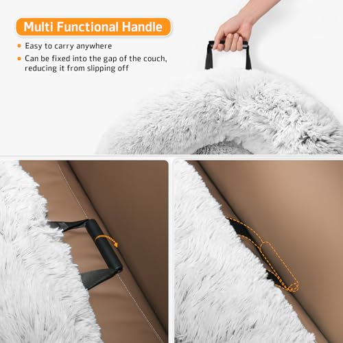 Calming Dog Bed Fluffy Plush Dog Mat for Furniture Protector with Removable Washable Cover for Large Medium Small Dogs and Cats (Large, Light Grey) - Image 4
