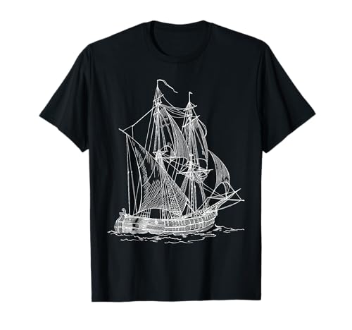 Vintage Pirate Ship T-Shirt Retro Nautical Boat Captain Tee T-Shirt