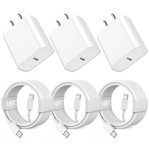 Image of iPhone 14 13 12 11 Fast Charger,[Apple MFi Certified] 20W USB C Fast Charger Wall Charger Block with 10FT Type-C to Lightning Fast Charging Data Sync Cord for iPhone14 13 12 11 Xs Xr X (3Pack)