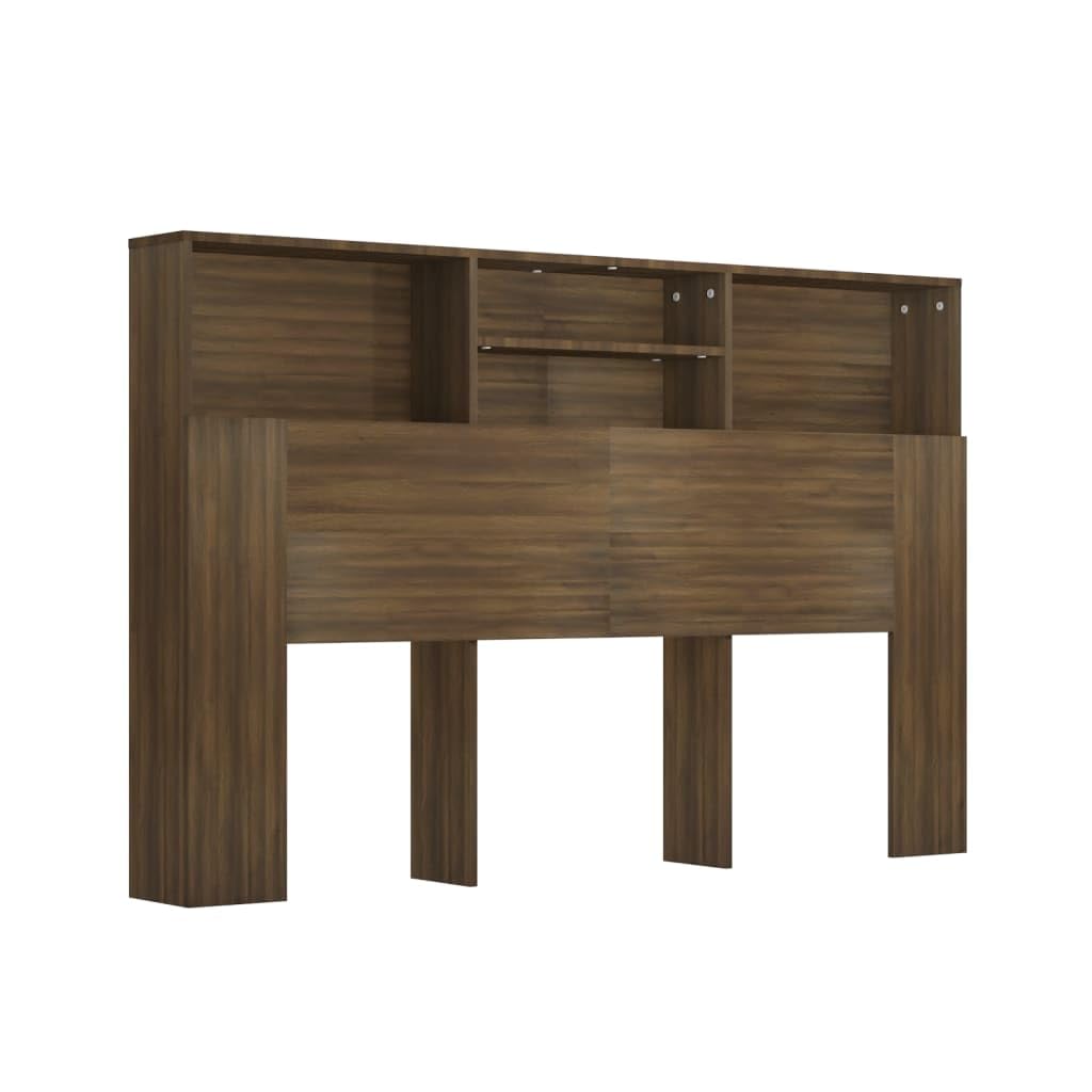 vidaXL Mueble Cabecero Armario de Cama con Almacenaje Pared Dormitorio Estantería Habitación Libros Decoraciones Color Marrón Roble 160x19x103,5 cm