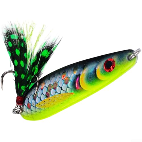 Cuchara de hundimiento Señuelo de pesca de aleación de zinc 19g con vibración y ojos 3D para uso en aguas profundas y precisión de fundición (C)