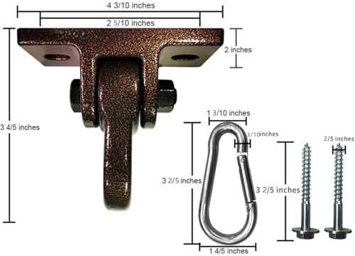 Image of ABUSA Heavy Duty Bronze Swing Hangers Screws Bolts Included Over 5000 lb Capacity Playground Porch Yoga Seat Trapeze Wooden Sets Indoor Outdoor (2 Pack)